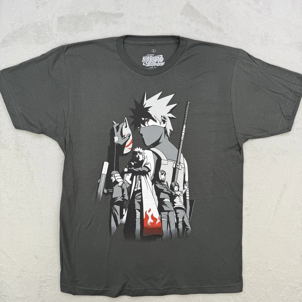 Ripple Junction Shirt Mens Naruto Shippuden Kakashi Graphic Tee Large Gray Anime